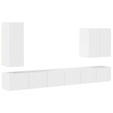 TV Wall Cabinet Set Wall-mounted 6 pcs High Gloss White 3408947