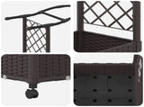Raised Bed with Trellis and Wheels Brown 169 x 40 x 129 cm PP 3423096