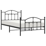 Metal Bed Frame without Mattress with Footboard Black 107x203cm 353453