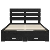 Bed Frame with Drawer Black Oak 160 x 200 cm Engineered Wood 3411952