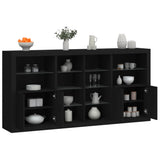 Sideboard with LED Lights Black 202x37x100 cm 3209185