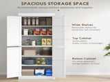 Freestanding Kitchen Cupboard with 4 Doors, Storage Cabinet with 6-Tier Shelving and 4 Adjustable T3398P378042