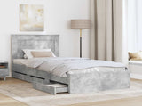 Bed Frame with Drawer Concrete Grey 90 x 190 cm Engineer Wood 3410206