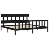 Bed Frame without Mattress Black 200x200 cm Solid Wood Pine 3193360