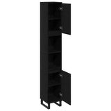Bathroom Cabinet Black Oak 30 x 30 x 190 cm Engineered Wood 862883