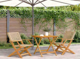 Bistro Set Beige Solid acacia wood and PE rattan Foldable 3281804