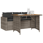 2 Piece Garden Dining Set with Cushions Grey Poly Rattan 366337