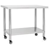 ZNTS Kitchen Work Table with Wheels 100x60x85 cm Stainless Steel 51639