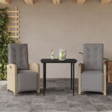3 Piece Bistro Set with Cushions Beige Poly Rattan 3212584