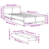 Bed Frame with Drawers without Mattress Brown Oak 100x200 cm 3279966