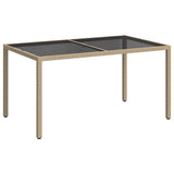 Garden Table 150x90x75 cm Tempered Glass and Poly Rattan Beige 316710