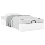 Ottoman Bed Frame without Mattress White Single Faux Leather 3310828