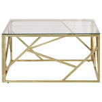ZNTS Coffee Table Gold Stainless Steel and Tempered Glass 349946