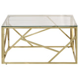 ZNTS Coffee Table Gold Stainless Steel and Tempered Glass 349946