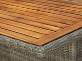 Garden Table Brown Poly Rattan and Solid Acacia Wood 313314