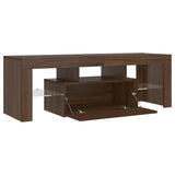 TV Cabinet with LED Lights Brown Oak 120x35x40 cm 815668