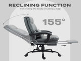 Faux Leather Reclining Office Chair, with Footrest - Grey T3398P344450