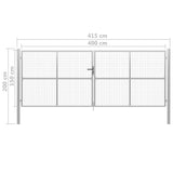 Garden Gate Galvanised Steel 400x150 cm Silver 144301