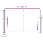 ZNTS Retractable Side Awning Terracotta 140x600 cm 4004513