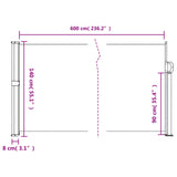 ZNTS Retractable Side Awning Dark Green 140x600 cm 4004515