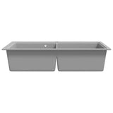 Overmount Kitchen Sink Double Basin Granite Grey 141676