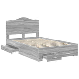 Bed Frame with Drawer Grey Sonoma 135 x 190 cm Engineered Wood 3413617