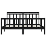 Bed Frame without Mattress Black Solid Wood Pine 200x200 cm 3107052