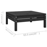 7 Piece Garden Lounge Set Black Solid Wood Pine 3083348