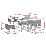 11 Piece Garden Dining Set with Cushions Grey Poly Rattan 3211508
