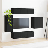 TV Wall Cabinet Set Wall-mounted 6 pcs Black 3408944