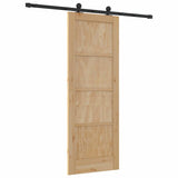 Sliding Door Natural and Black 73.5 x 198.5 cm Solid Pine Wood 3333326