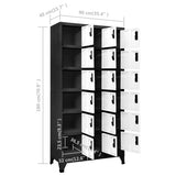 Locker Cabinet Anthracite and White 90x40x180 cm Steel 339832