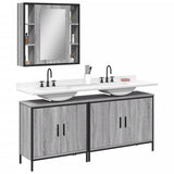 ZNTS 3 Piece Bathroom Cabinet Set Grey Sonoma Engineered Wood 3214733