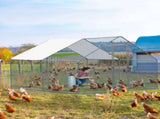 10 x 10 ft Large Metal Chicken Coop, Walk-in Poultry Cage Chicken Hen Run House with Waterproof 97159407