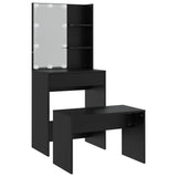 Dressing Table Set with LED Black Engineered Wood 3114132