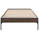 ZNTS Bed Frame Brown Oak 100x200 cm Engineered Wood and Metal 845030