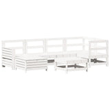 7 Piece Garden Sofa Set White Solid Wood Pine 3250917