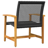 Garden Chairs 2 pcs Black Poly Rattan and Acacia Wood 367595