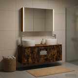 Bathroom Cabinet Set 4 pcs Smoked Oak Engineered Wood 3406547