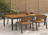 Garden Dinner Table Natural and Coffee 196 x 100.5 x 75 cm 3394421