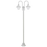 Garden Post Light E27 220 cm Aluminium 2-Lantern White 44208