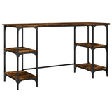 Desk Smoked Oak 140x50x75 cm Metal and Engineered Wood 845328