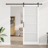 Sliding Door ORKDAL White 93 x 232 cm Solid Pine Wood and Glass 3331984