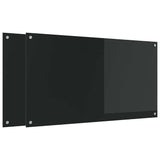 Kitchen Backsplash 2 pcs Black 110 x 60 cm Tempered Glass 3415496