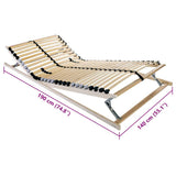 Slatted Bed Base Manual Brown 140 x 190 cm Solid Beech Wood 42015249