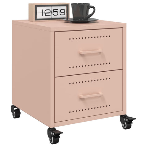 ZNTS Bedside Cabinets 2 pcs Pink 36x39x43.5 cm Steel 846629