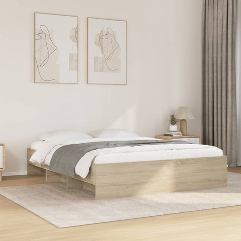 Bed Frame without Mattress Sonoma Oak 150x200 cm King Size Engineered Wood 3295648