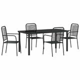 Garden Dining Set 5 pcs Black Powder-Coated Steel 3379159