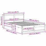Bed Frame with Headboard Wax Brown 120 x 200 cm Solid Pine Wood 873276