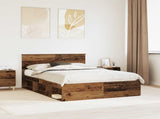 Bed Frame with Headboard Old Wood 135 x 190 cm Solid Pine Wood 3410616